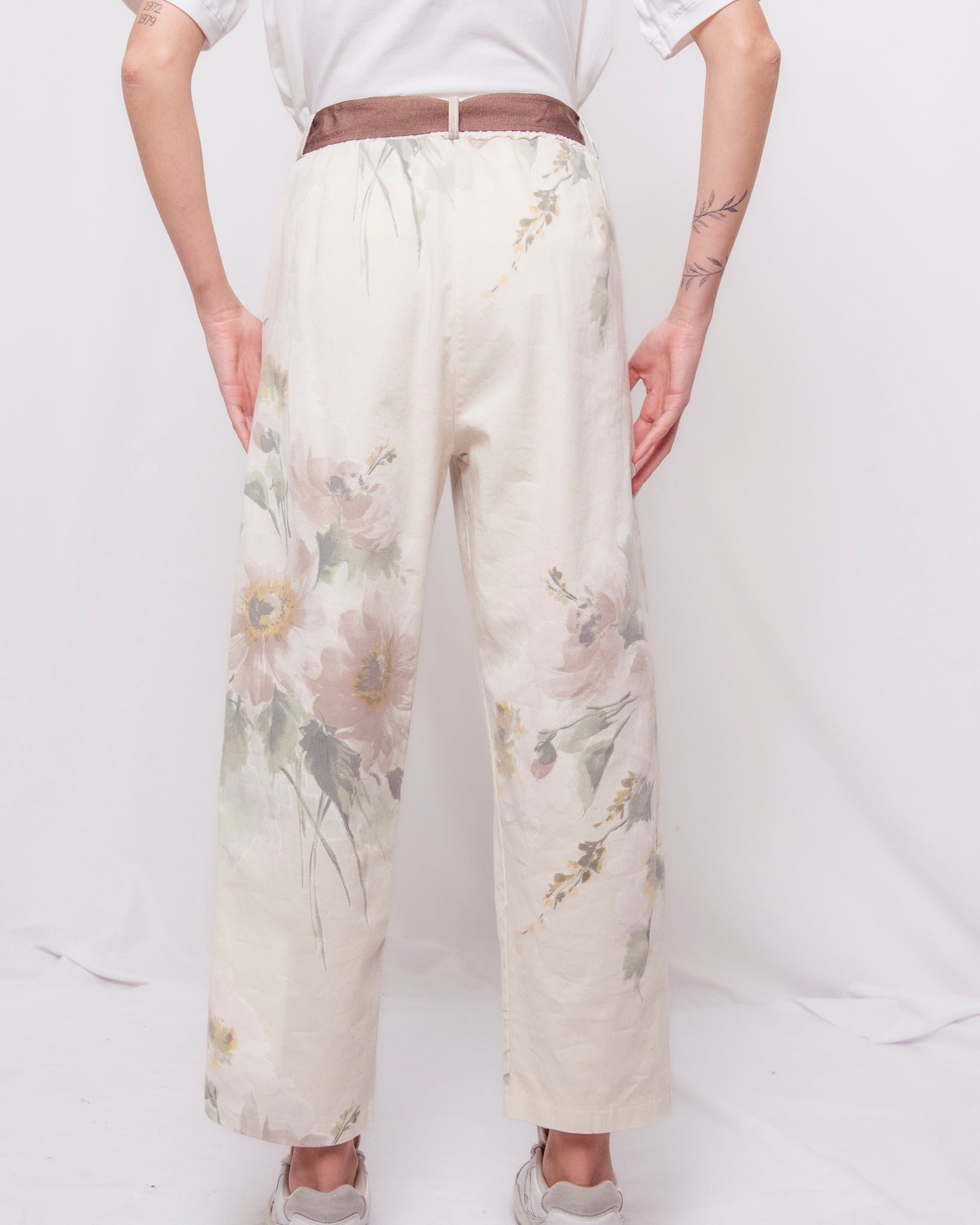 Pantaloni wide leg stampa floreale elastico in vita Donna  -  TAB0396