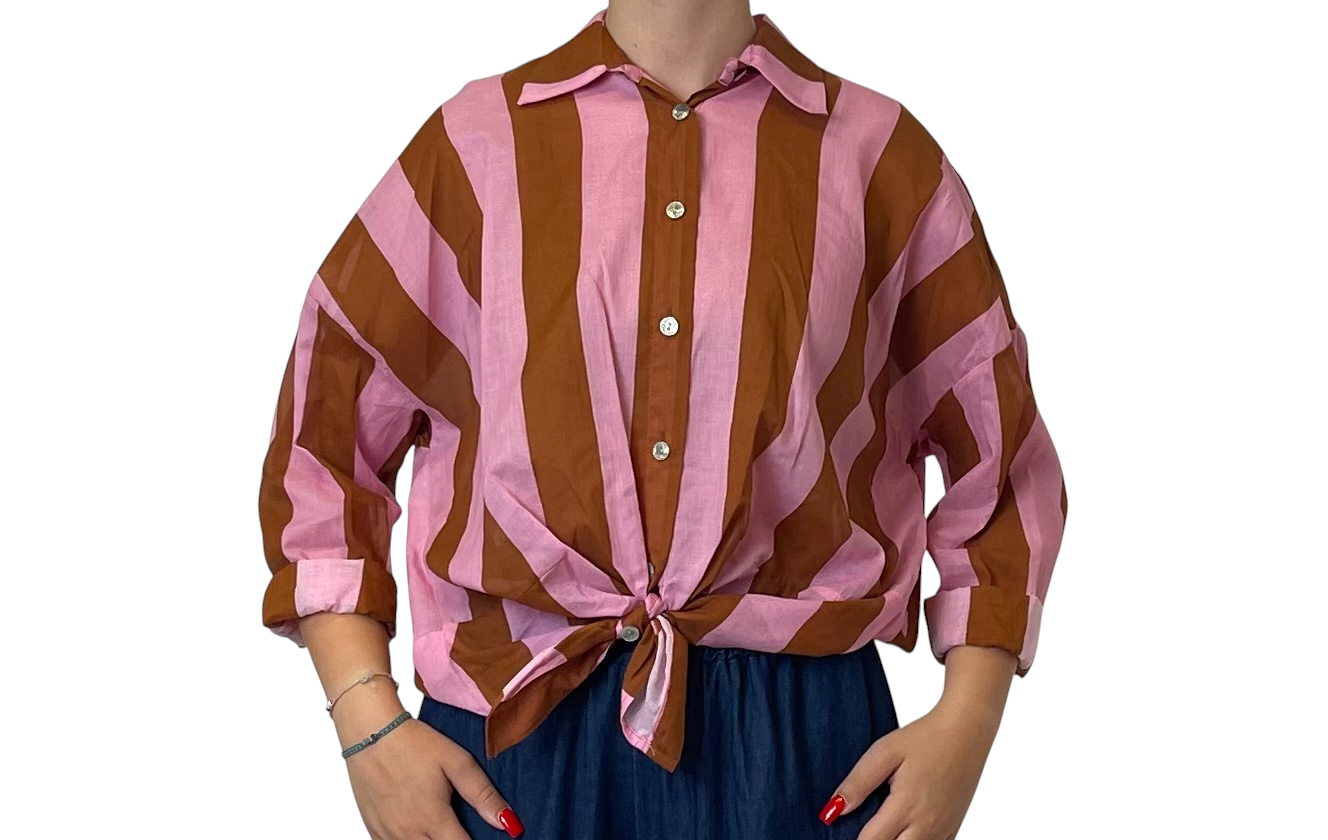 Camicia oversize a righe colletto classico Donna  -  81304V
