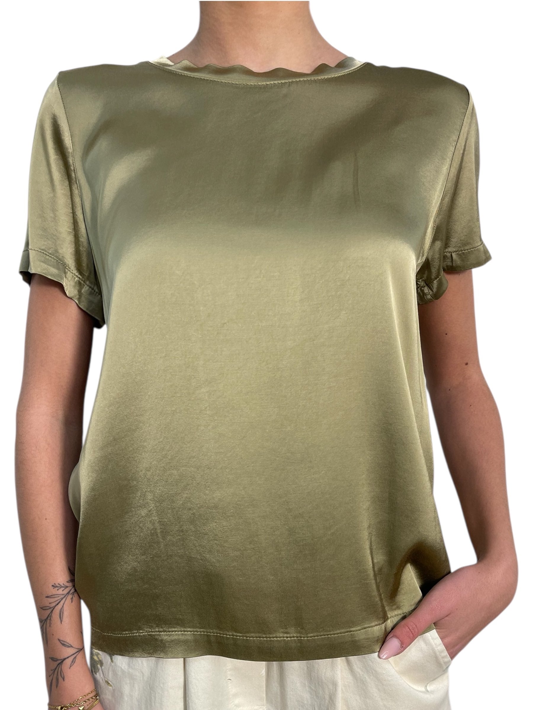 T-shirt effetto girocollo manica corta Donna  -  TAB0083