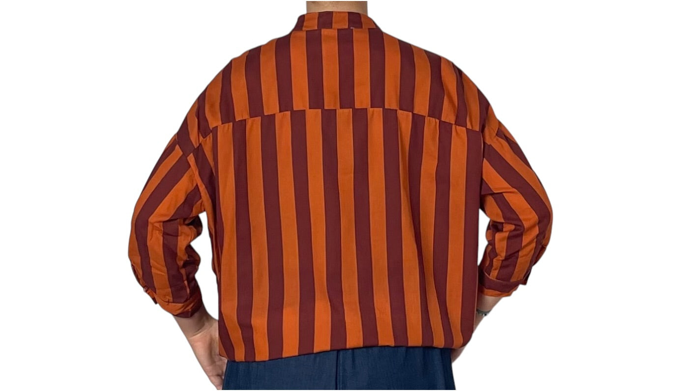 Camicia a Righe con Annodatura Frontale Donna  -  164R