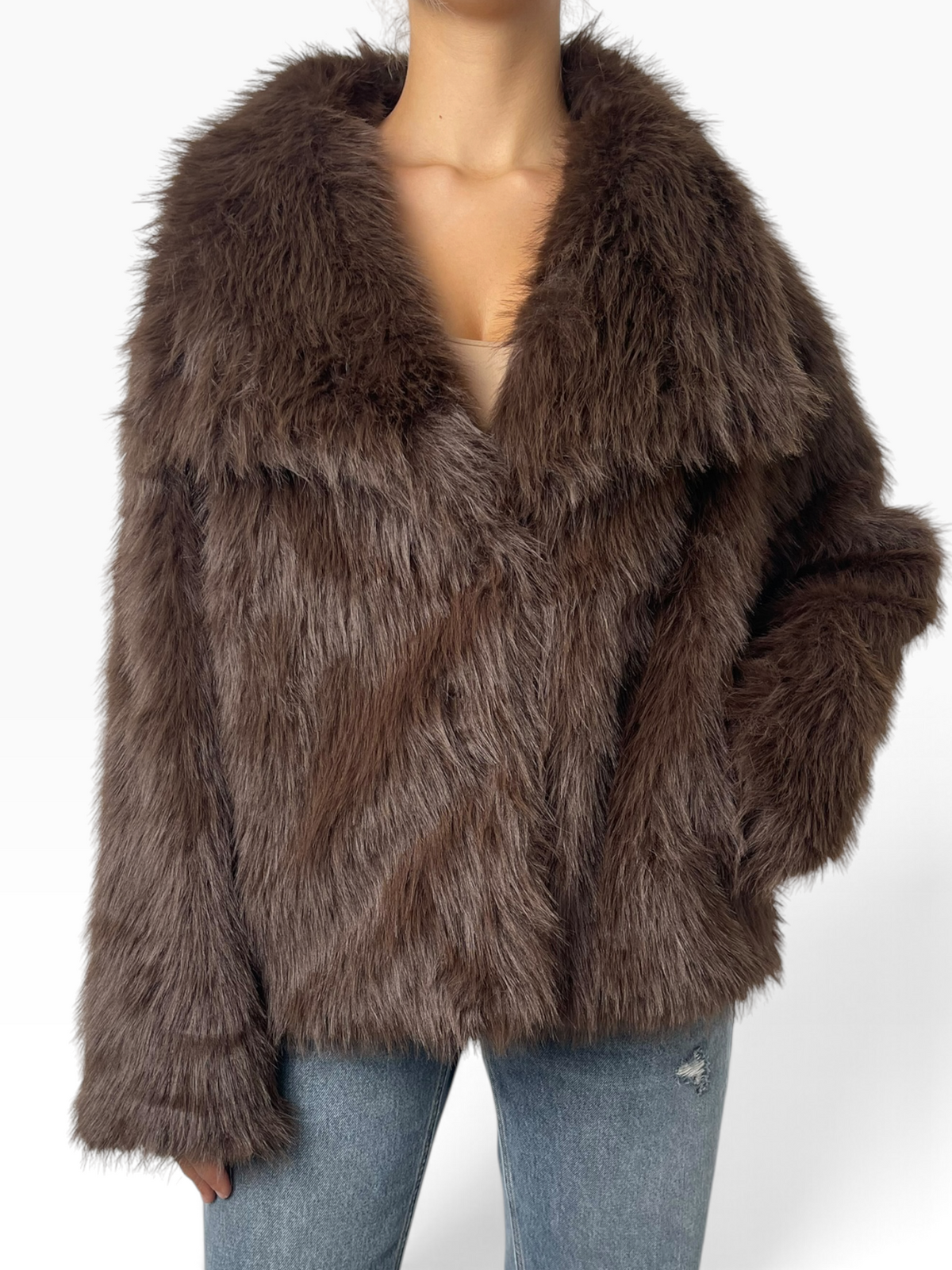 Cappotto effetto pelliccia con maxi collo Donna  -  TAC0366