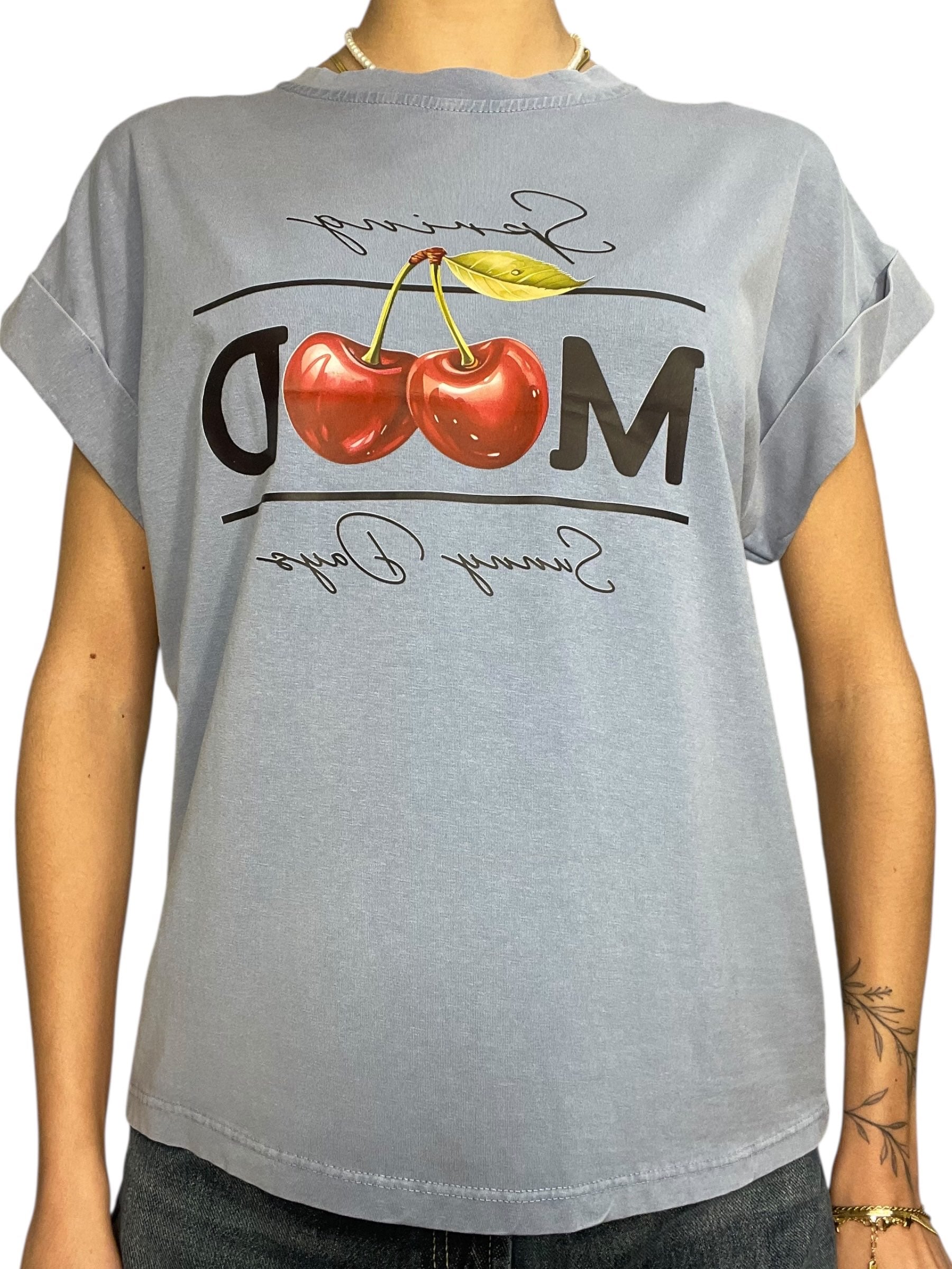T-shirt oversize stampa ciliegie Spring Mood Donna  -  230M