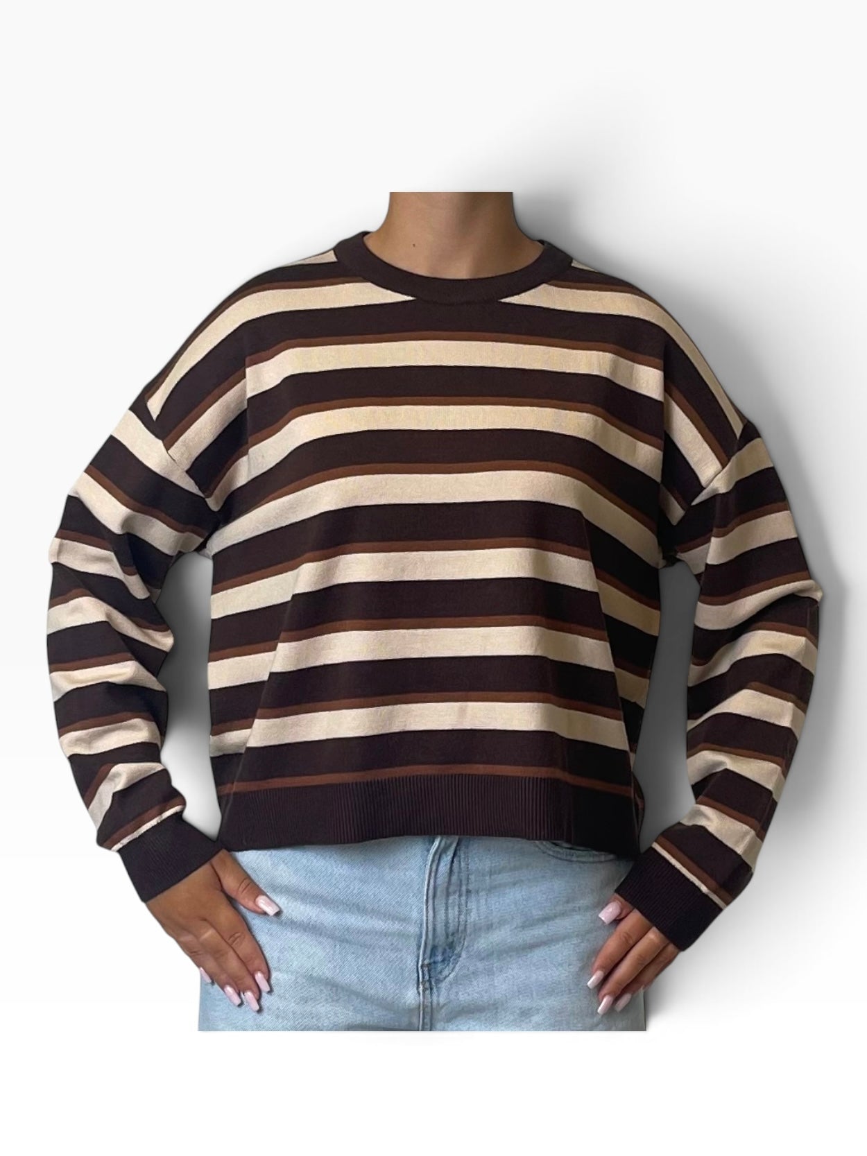 Maglia righe orizzontali girocollo oversize Donna  -  1470KA