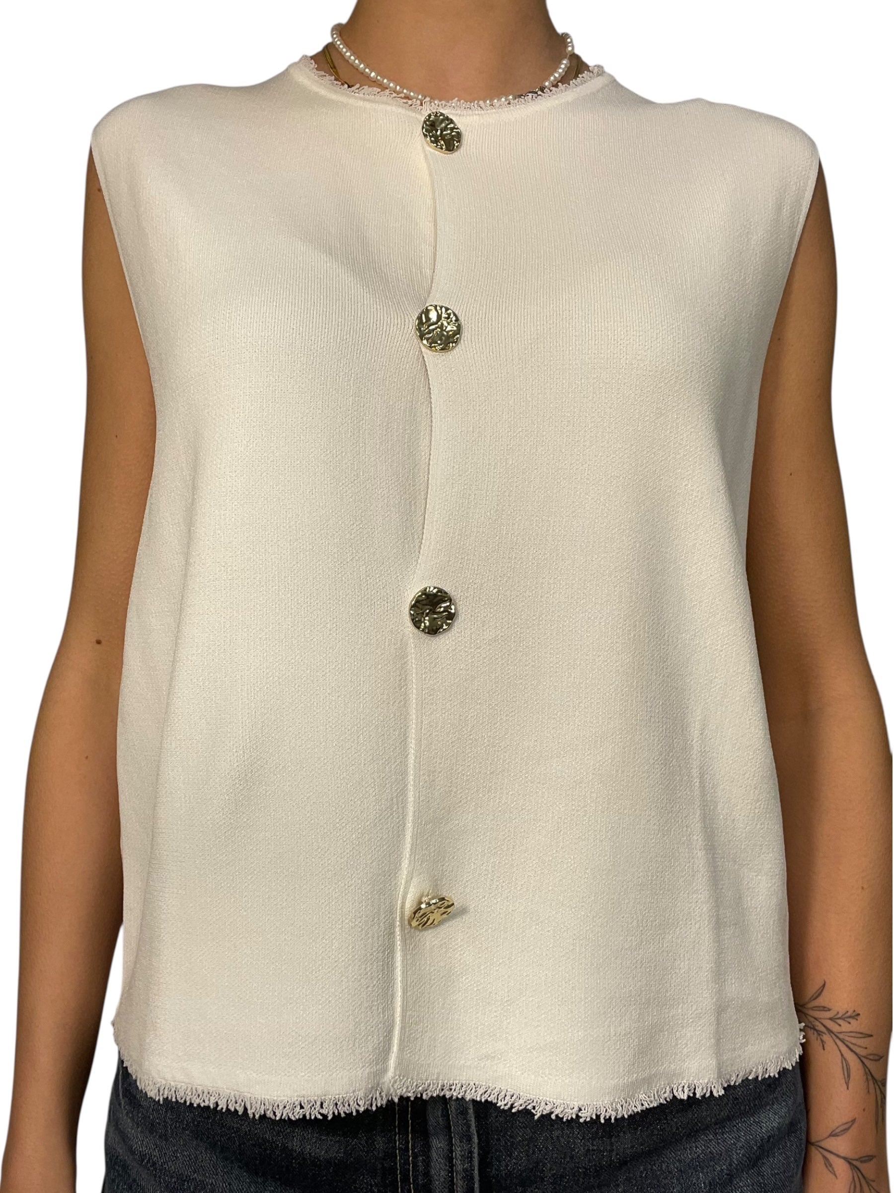 Gilet senza maniche con bottoni dorati Donna  -  12392KA