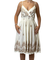 Abito Corto con Spalline e Ricamo Donna  -  18153F