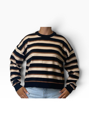 Maglia righe orizzontali girocollo oversize Donna  -  1470KA