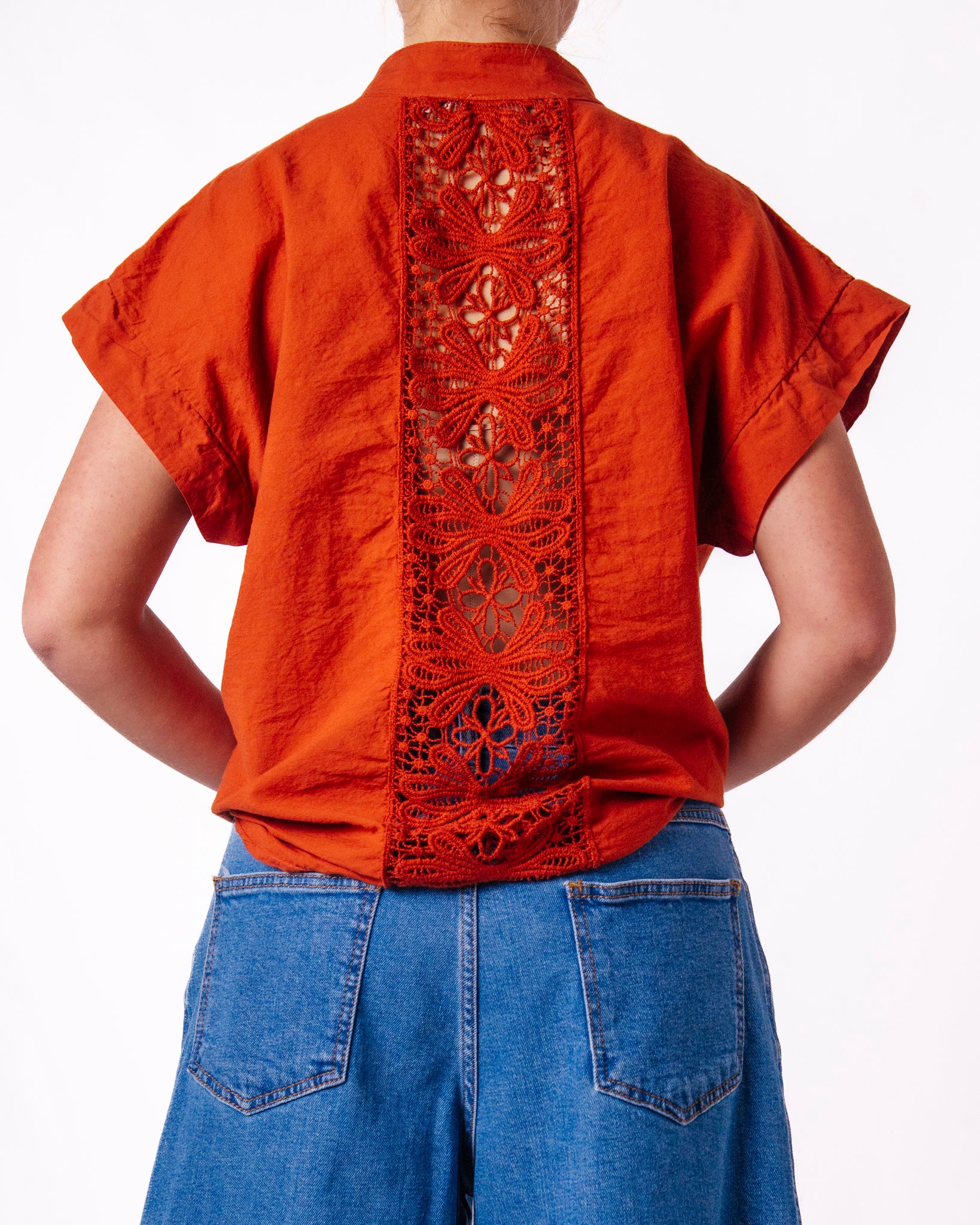 Blusa Lino Manica Corta Nodo Donna  -  61332CL