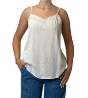 Canotta Lino Scollo Dritto Donna  -  4862520