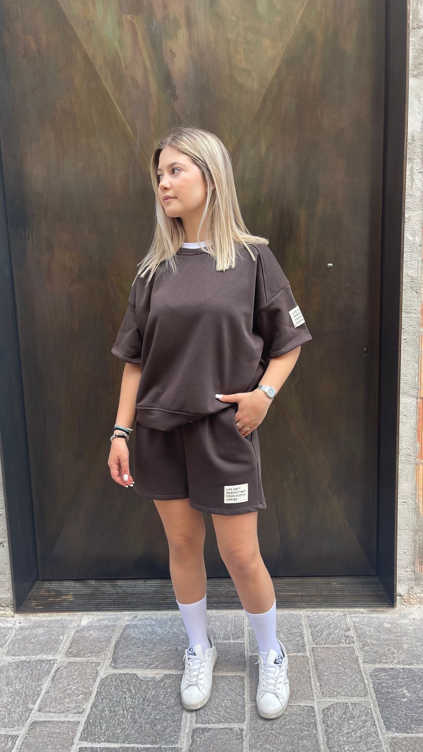 Coordinato Santorini t-shirt e shorts in felpa Donna  -  50901/50910V