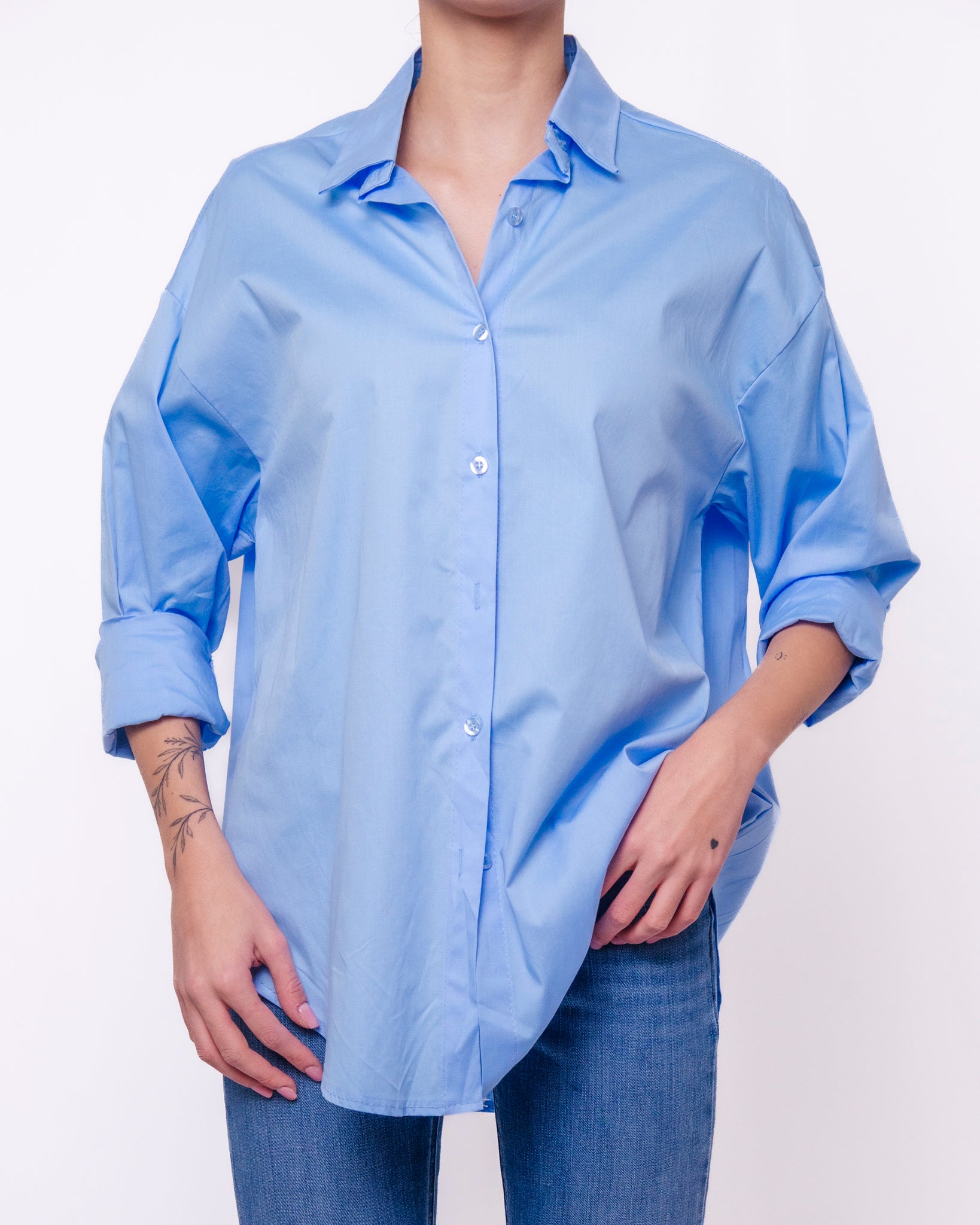 Camicia oversize maniche lunghe con colletto classico Donna  -  1029EC