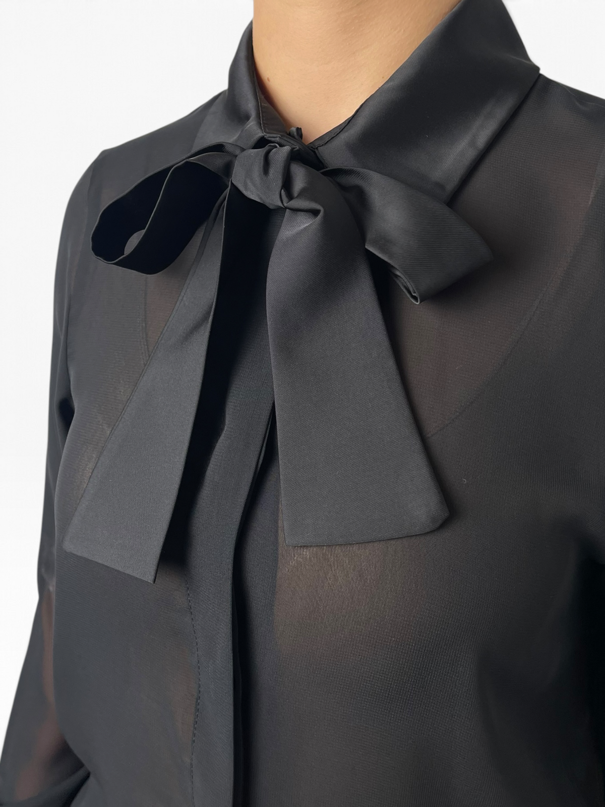 Camicia velata con fiocco Donna  -  CA1181SMT757