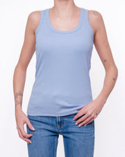 Canotta in Costina Aderente Scollo Tondo Donna  -  SHO03263