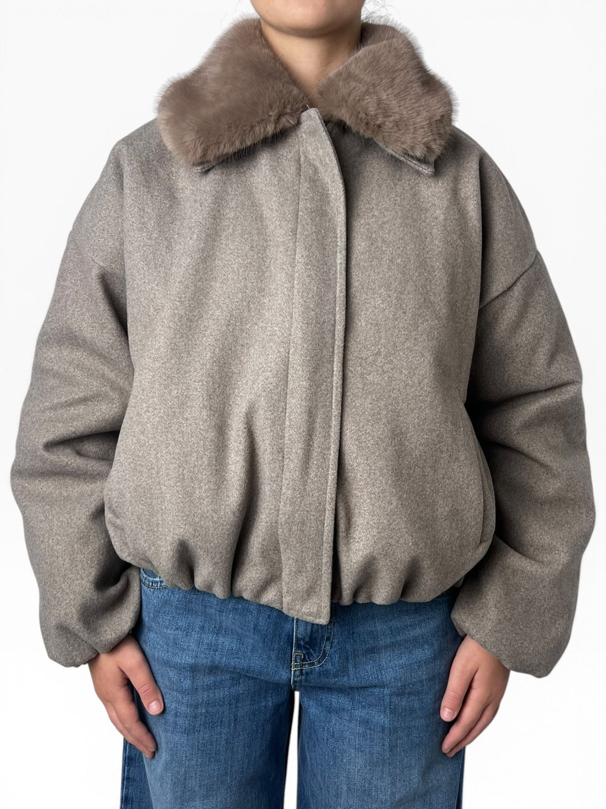 Cappotto corto collo ecopelliccia Donna  -  7371V