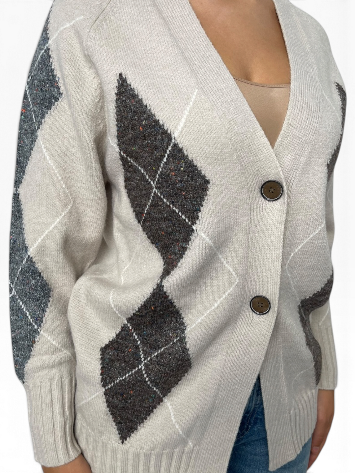 Cardigan morbido a rombi Donna  -  MW2600103
