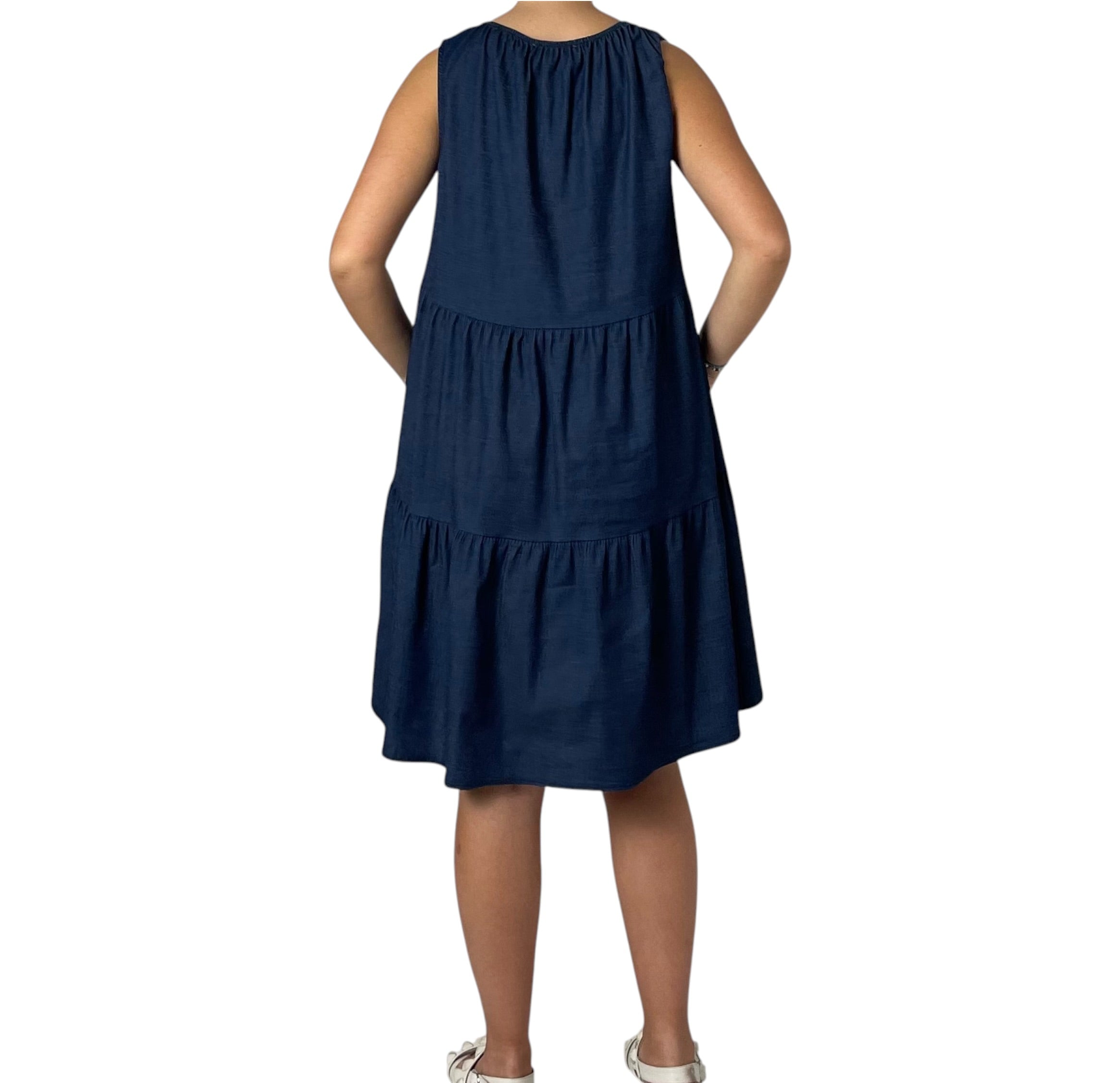 Abito Midi Effetto Denim con Gonna a Balze Donna  -  1610EC