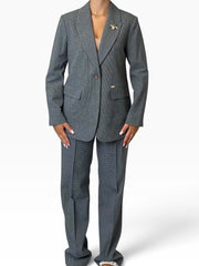 Completo blazer microfantasia pantalone palazzo Donna  -  MW2660003