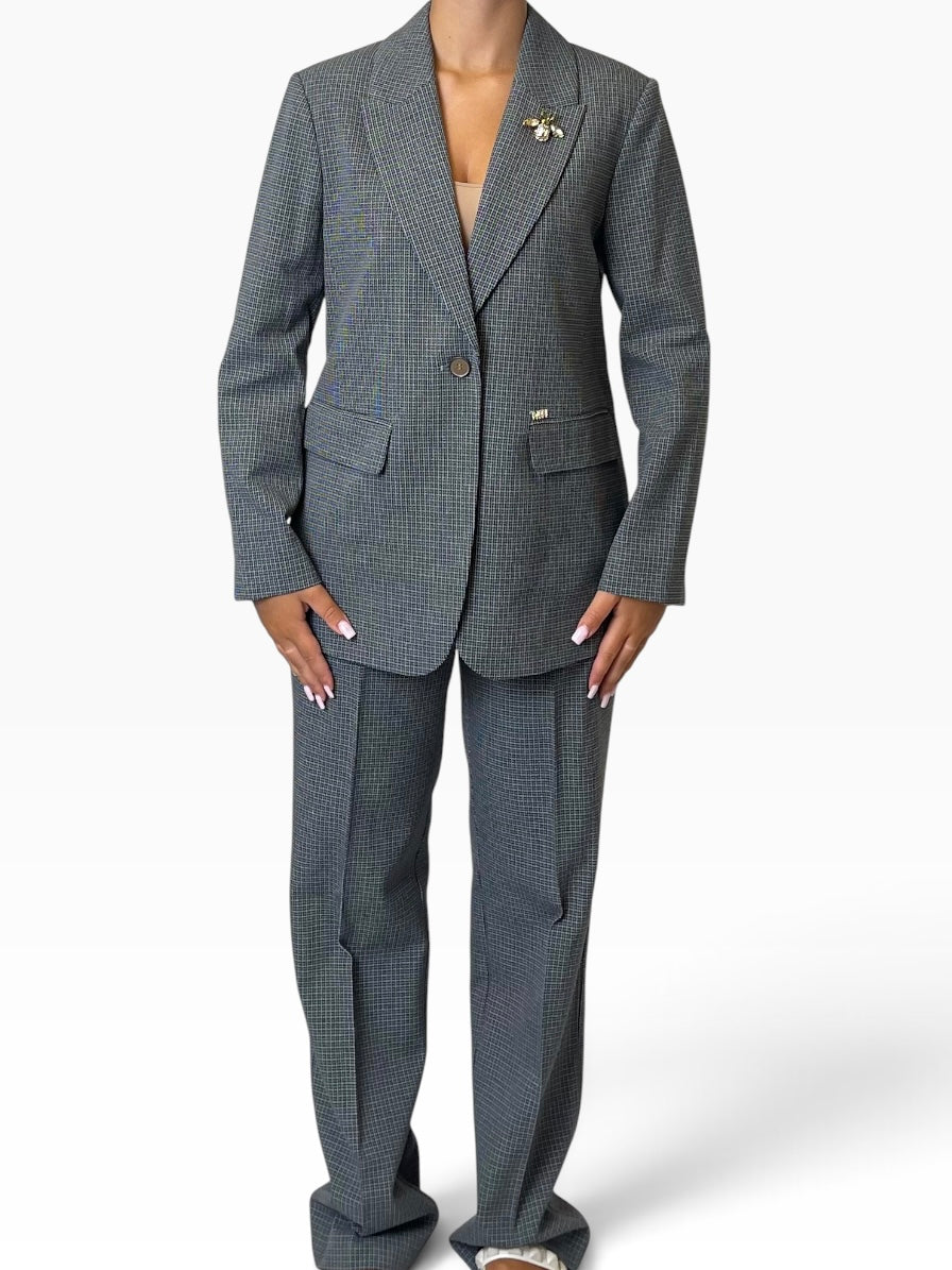 Completo blazer microfantasia pantalone palazzo Donna  -  MW2660003