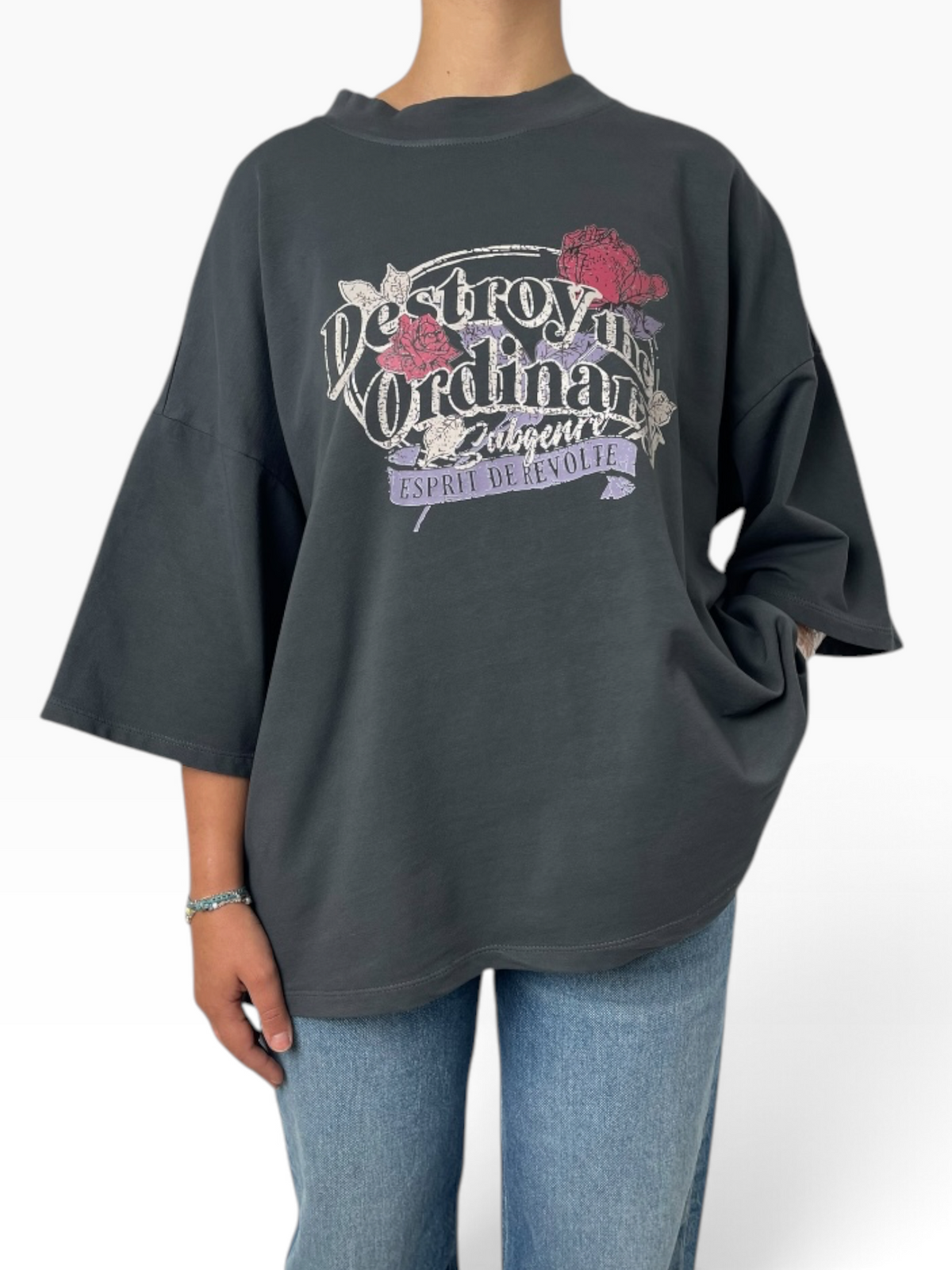 T-shirt oversize con grafica floreale Donna  -  277M