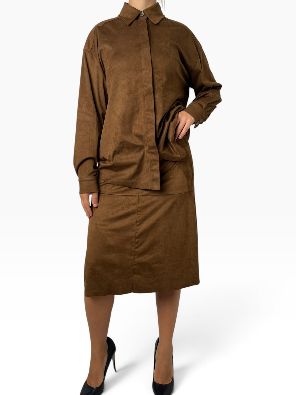 Gonna midi svasata effetto scamosciato Donna  -  MW2680005