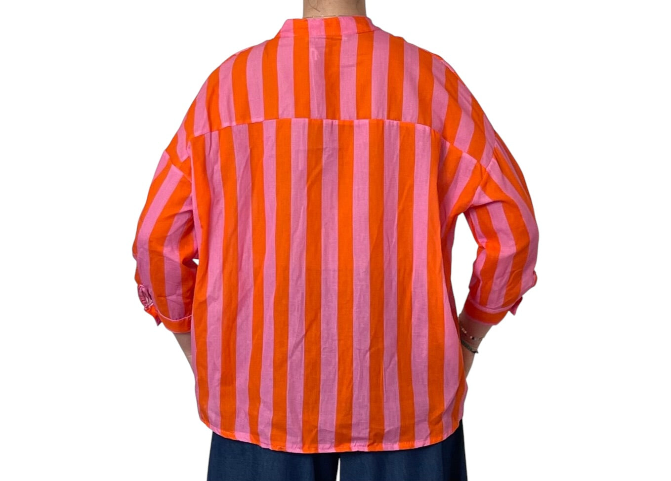 Camicia a Righe con Annodatura Frontale Donna  -  164R
