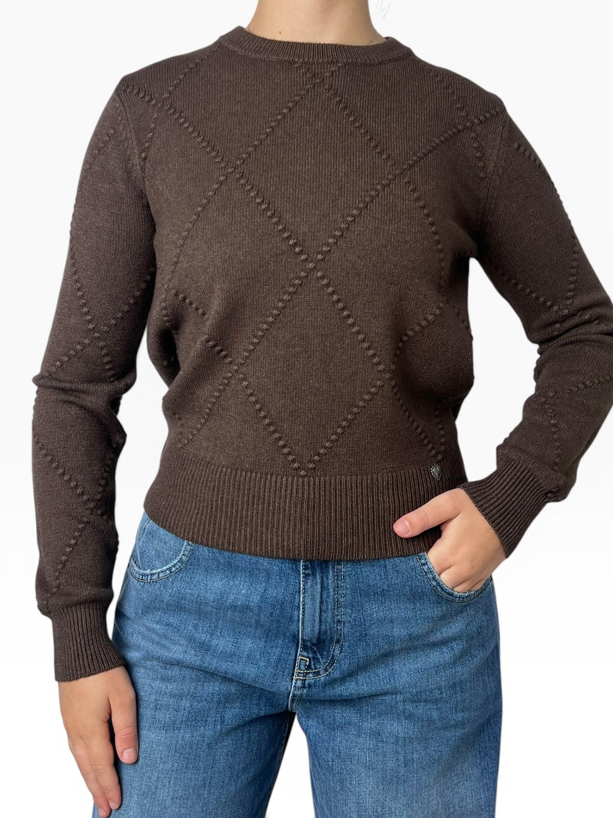 Maglia girocollo traforata a rombi Donna  -  13231KA