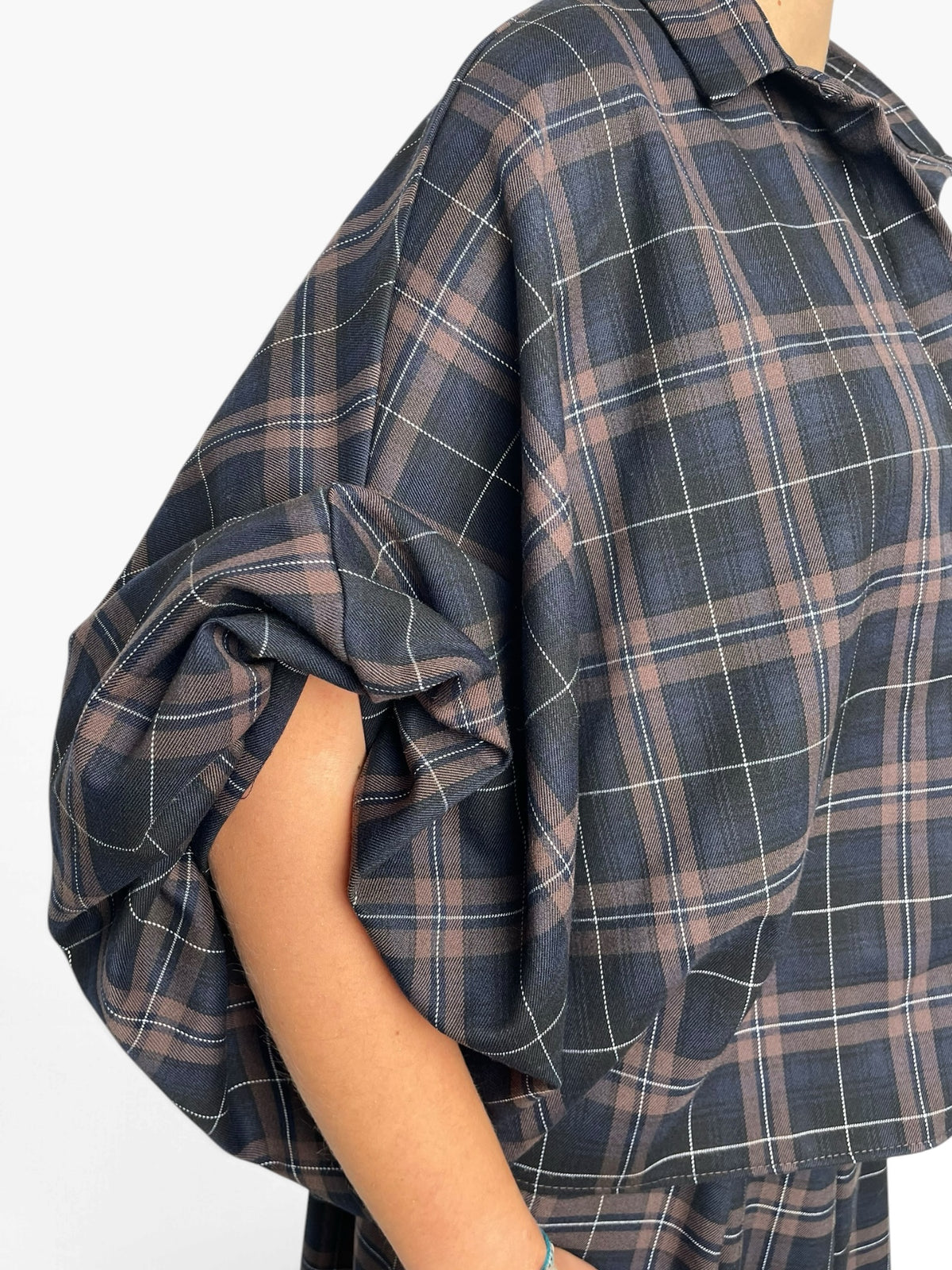 Camicia oversize a quadri voluminosa Donna  -  38726CI