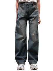 Jeans baggy vita alta con strappi Donna  -  JTINAW647