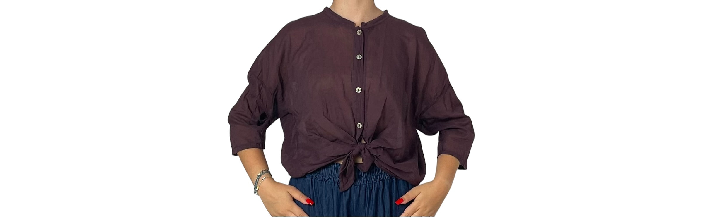 Blusa Ampia con Nodo Frontale Donna  -  81099V