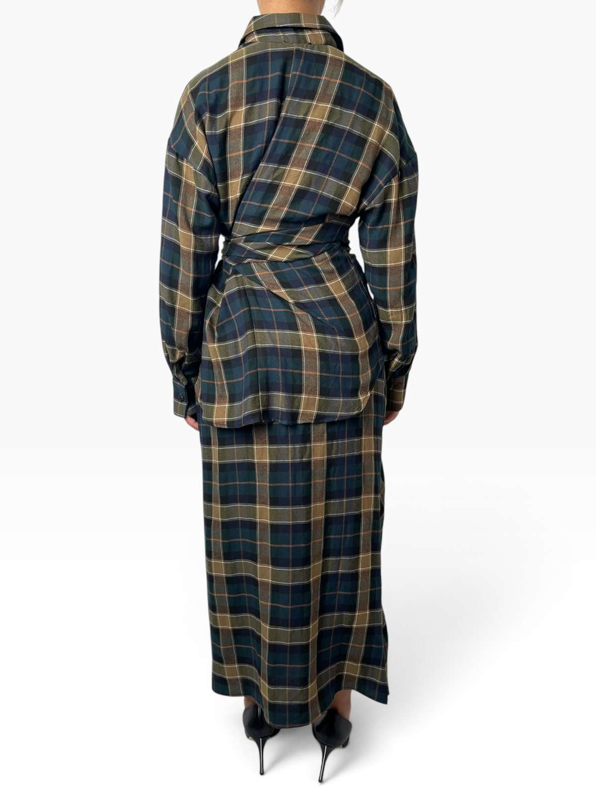 Camicia drappeggiata a quadri Donna  -  Y1475B39