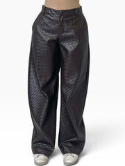 Pantaloni effetto pelle intrecciata larghi Donna  -  6214LU