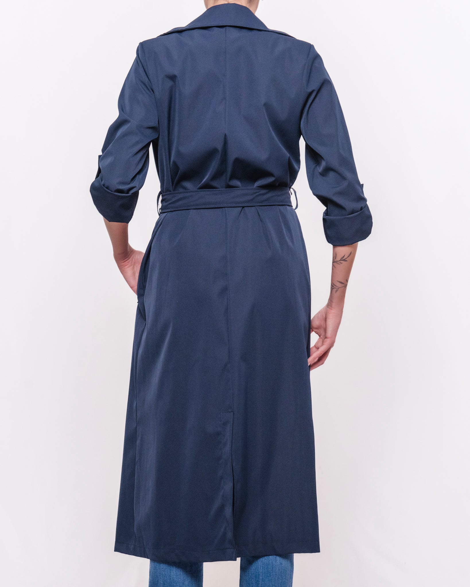 Trench lungo con cintura e revers ampio Donna  -  1361EC