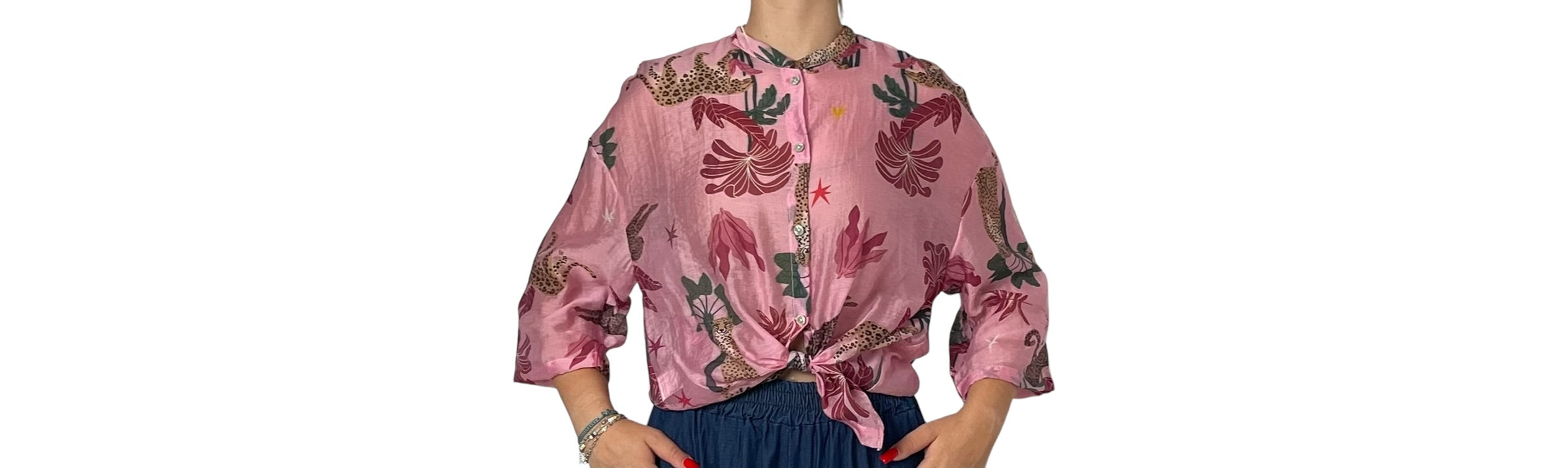 Camicia a Fantasia con Maniche a Tre Quarti Donna  -  2955R