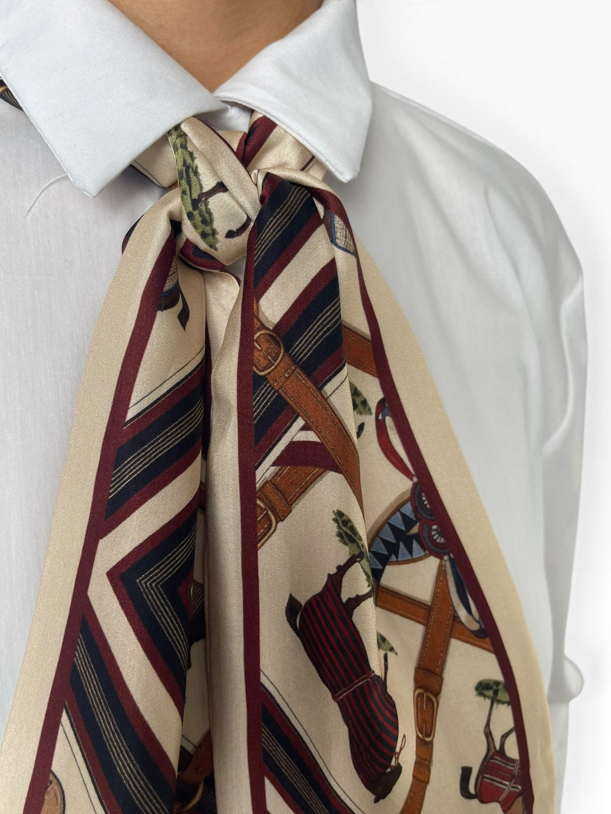 Foulard satinato stampa equestre Donna  -  002CI