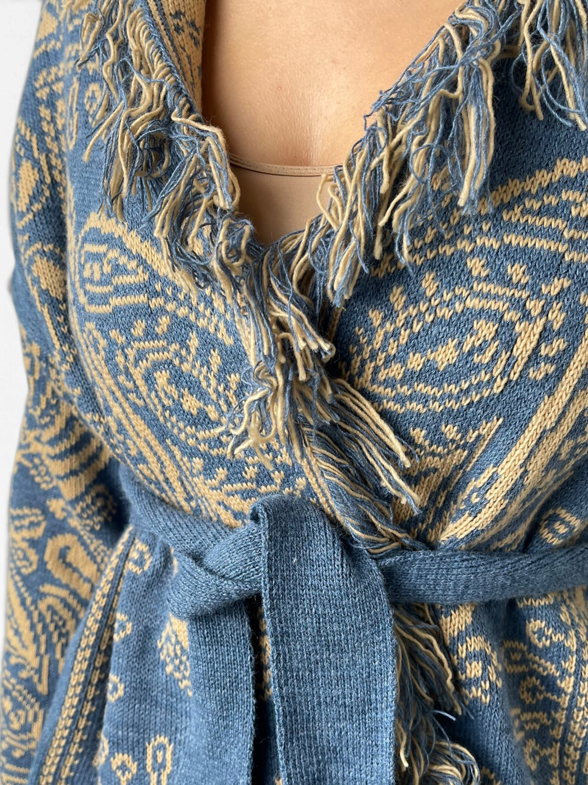 Cardigan jacquard paisley con frange Donna  -  26060KA