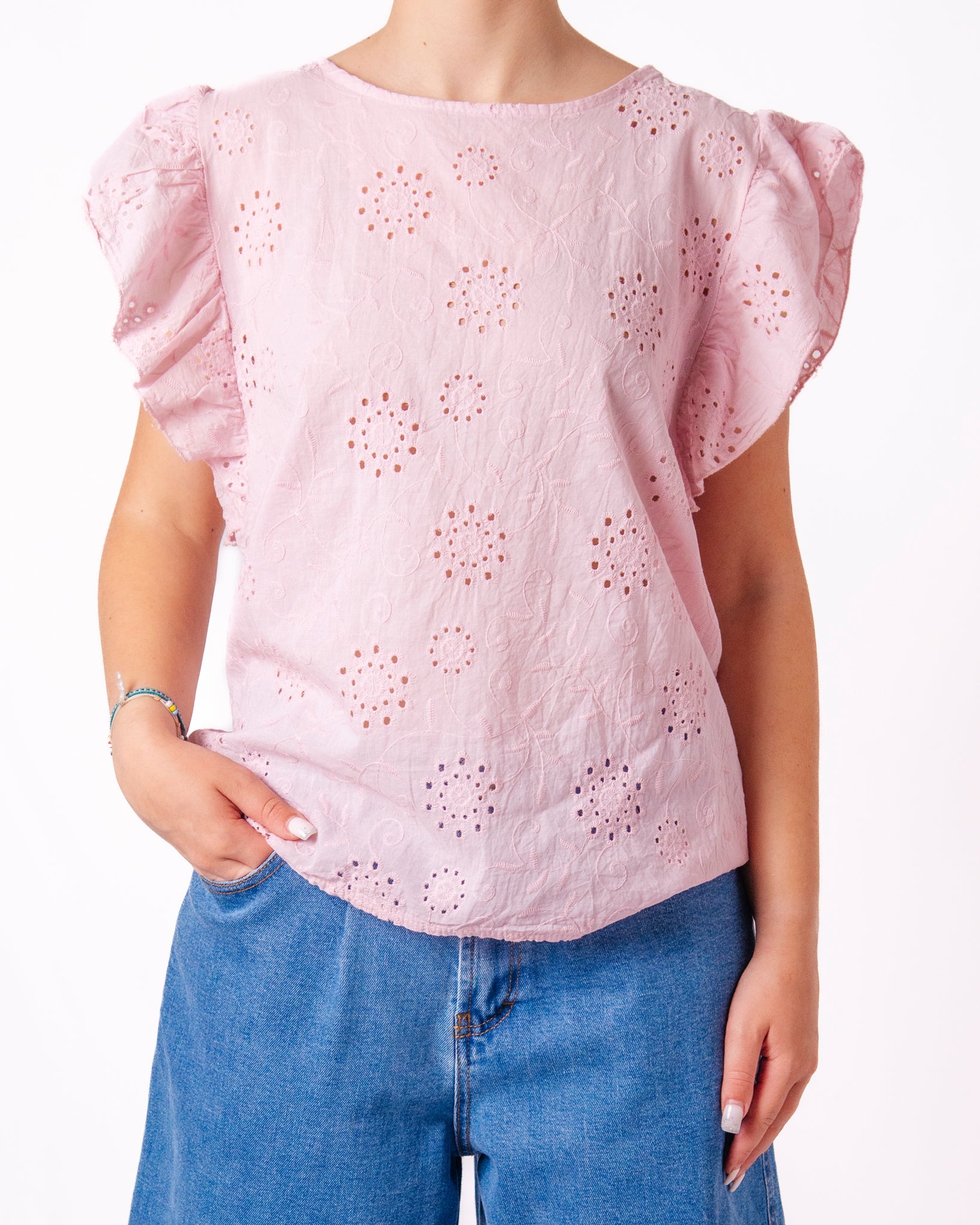 Blusa Sangallo Maniche Volant Donna  -  88041UP