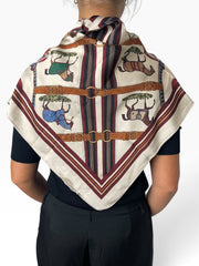 Foulard quadrato stampa equestre Donna  -  001CI