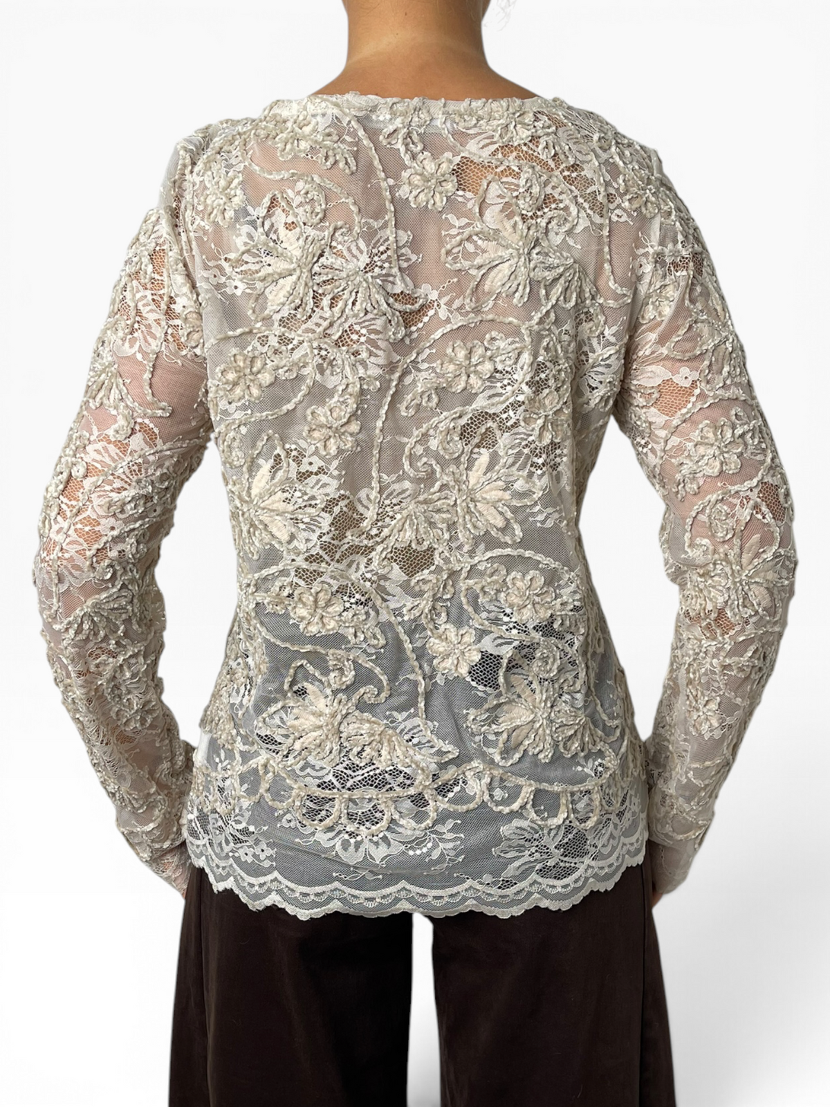 Blusa in pizzo floreale ricamato Donna  -  56707CI