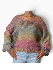 Maglia scollo V degradé lurex Donna  -  256659EC