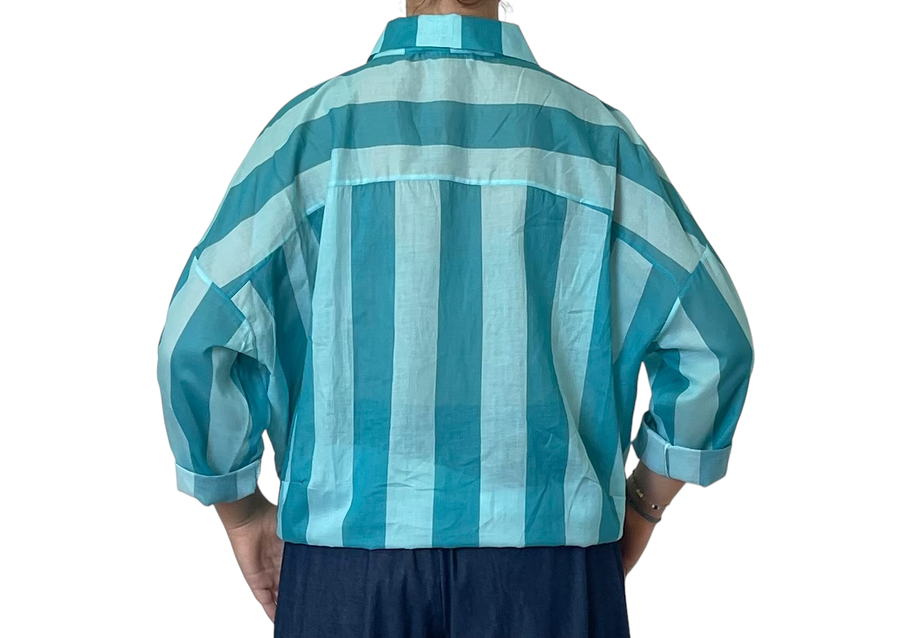 Camicia oversize a righe colletto classico Donna  -  81304V