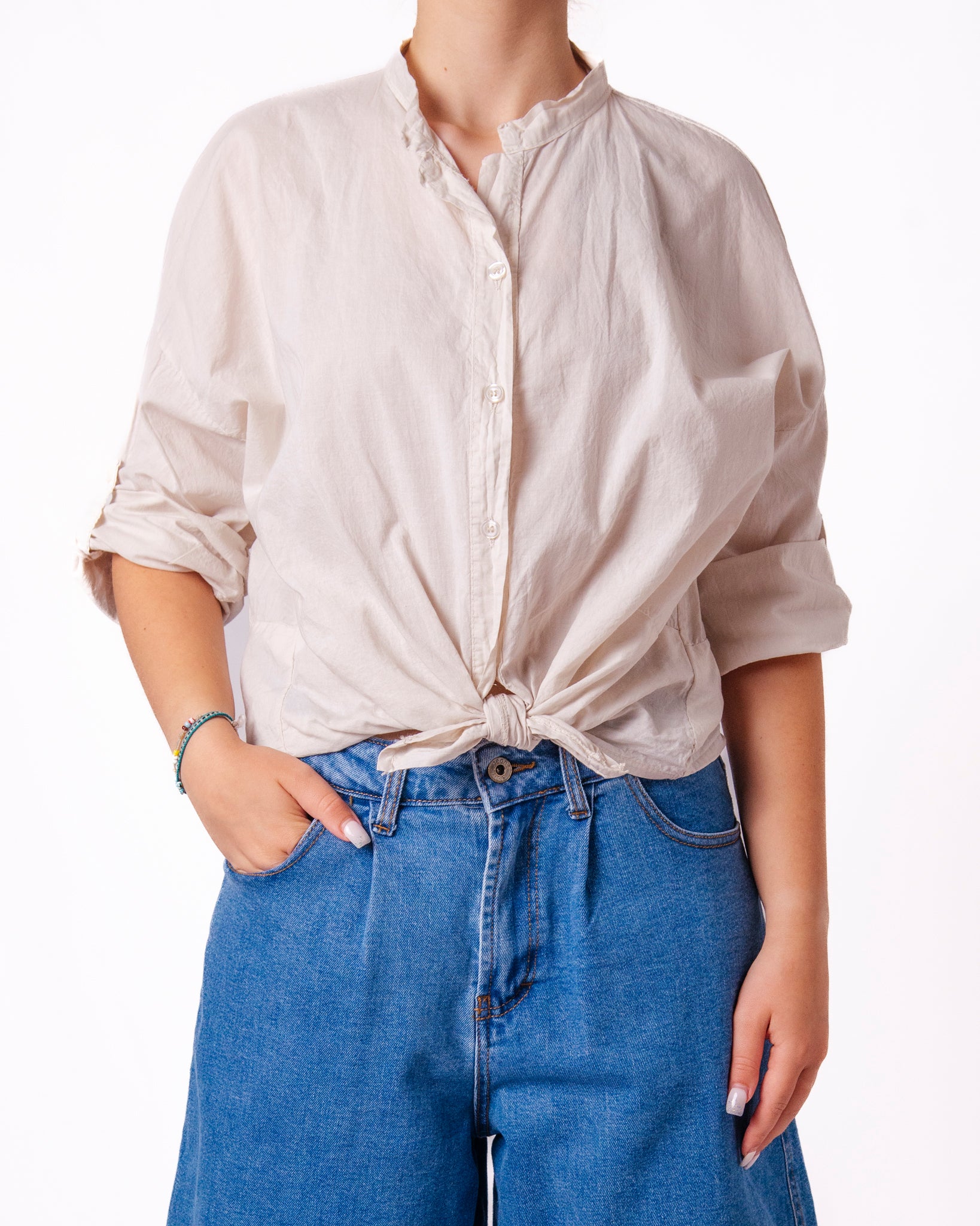 Blusa con Collo con Volant e Nodo in Vita Donna  -  1032UP