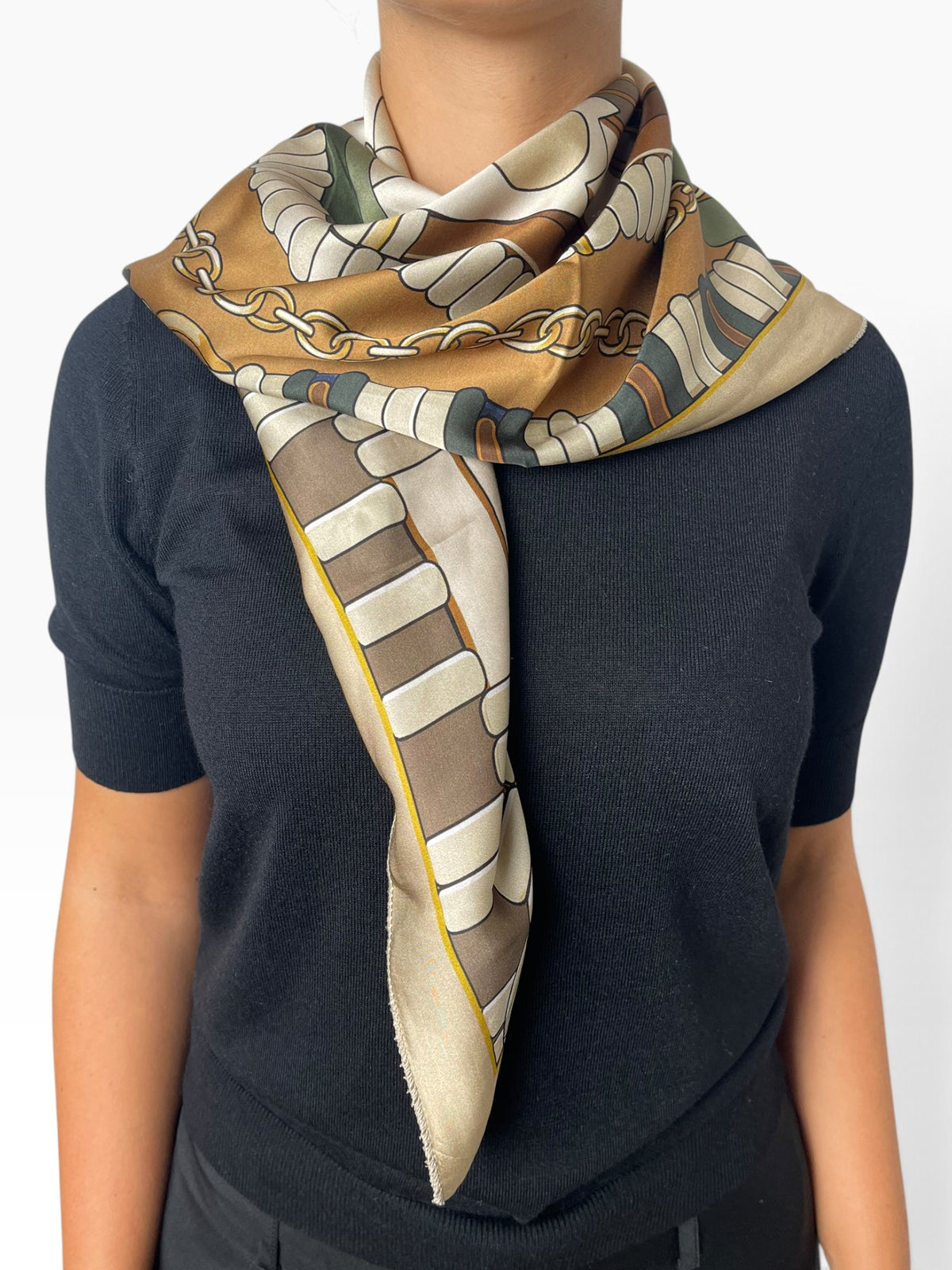 Foulard quadrato stampa equestre Donna  -  001CI