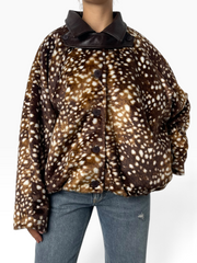Giubbino oversize in stampa cerbiatto Donna  -  03877LU