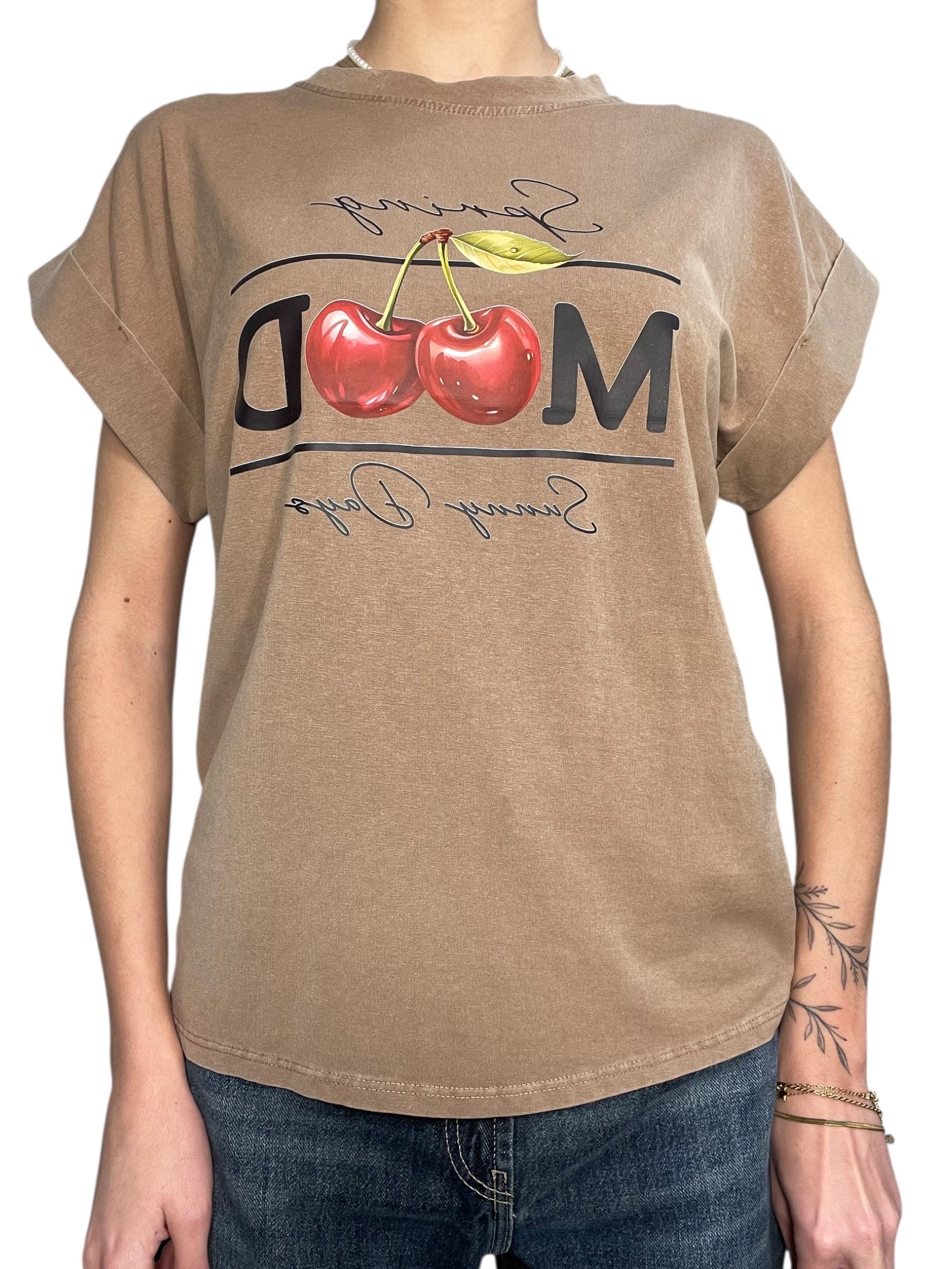 T-shirt oversize stampa ciliegie Spring Mood Donna  -  230M