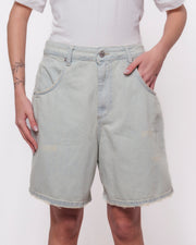 Shorts denim baggy effetto vissuto orlo grezzo Donna  -  G02V0094