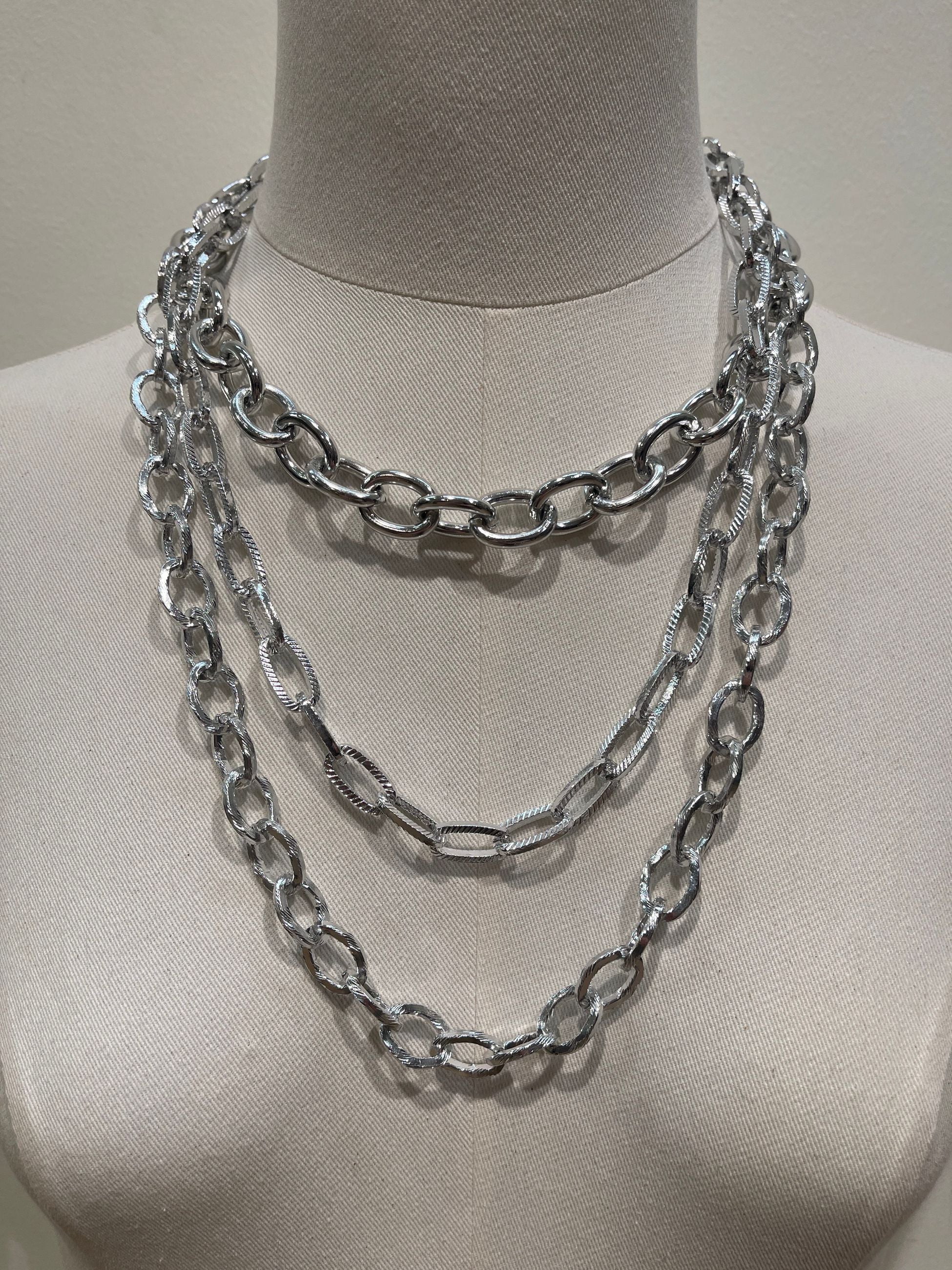 Set tre collane a catena argentate Donna  -  700