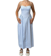 Abito Lungo Rigato con Corsetto Donna  -  6804-3