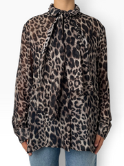 Camicia fluida animalier con lacci Donna  -  I265146