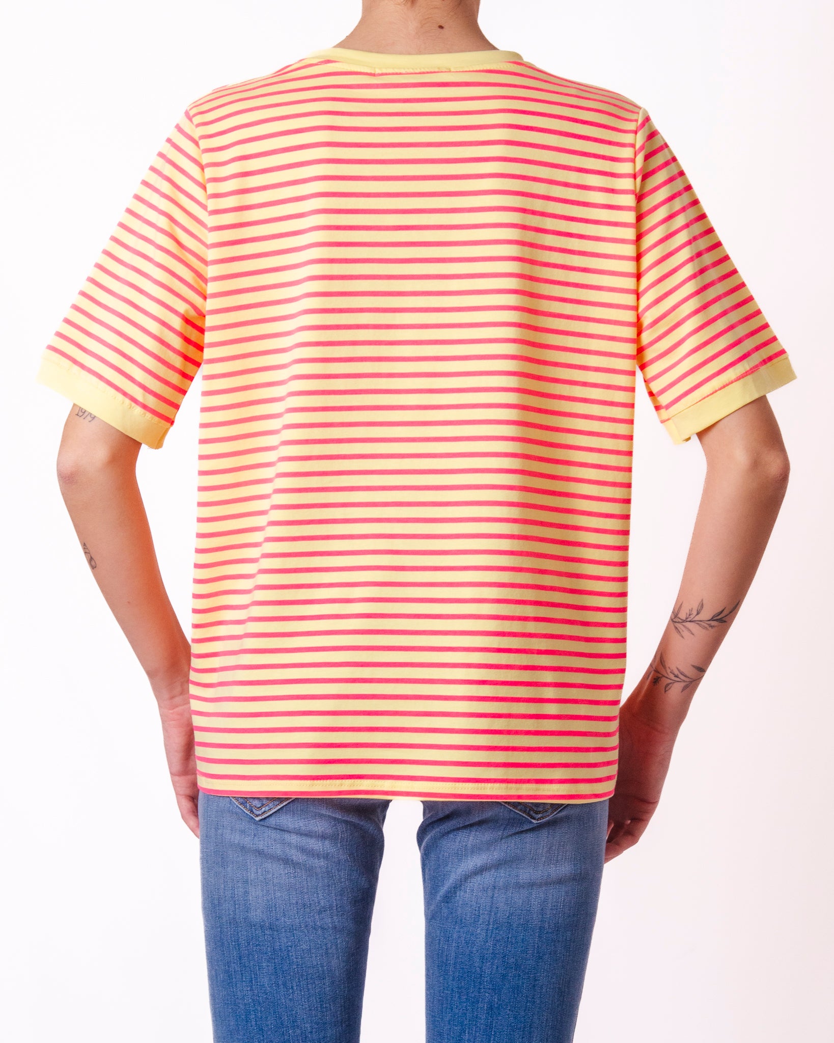 T-shirt a Righe con Manica a Risvolto Donna  -  50609V