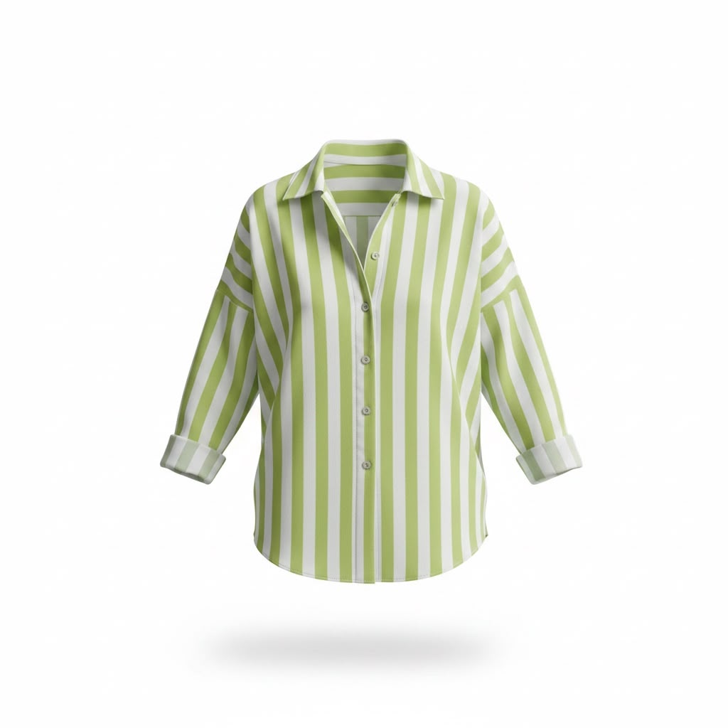 Camicia oversize a righe colletto classico Donna  -  81304V