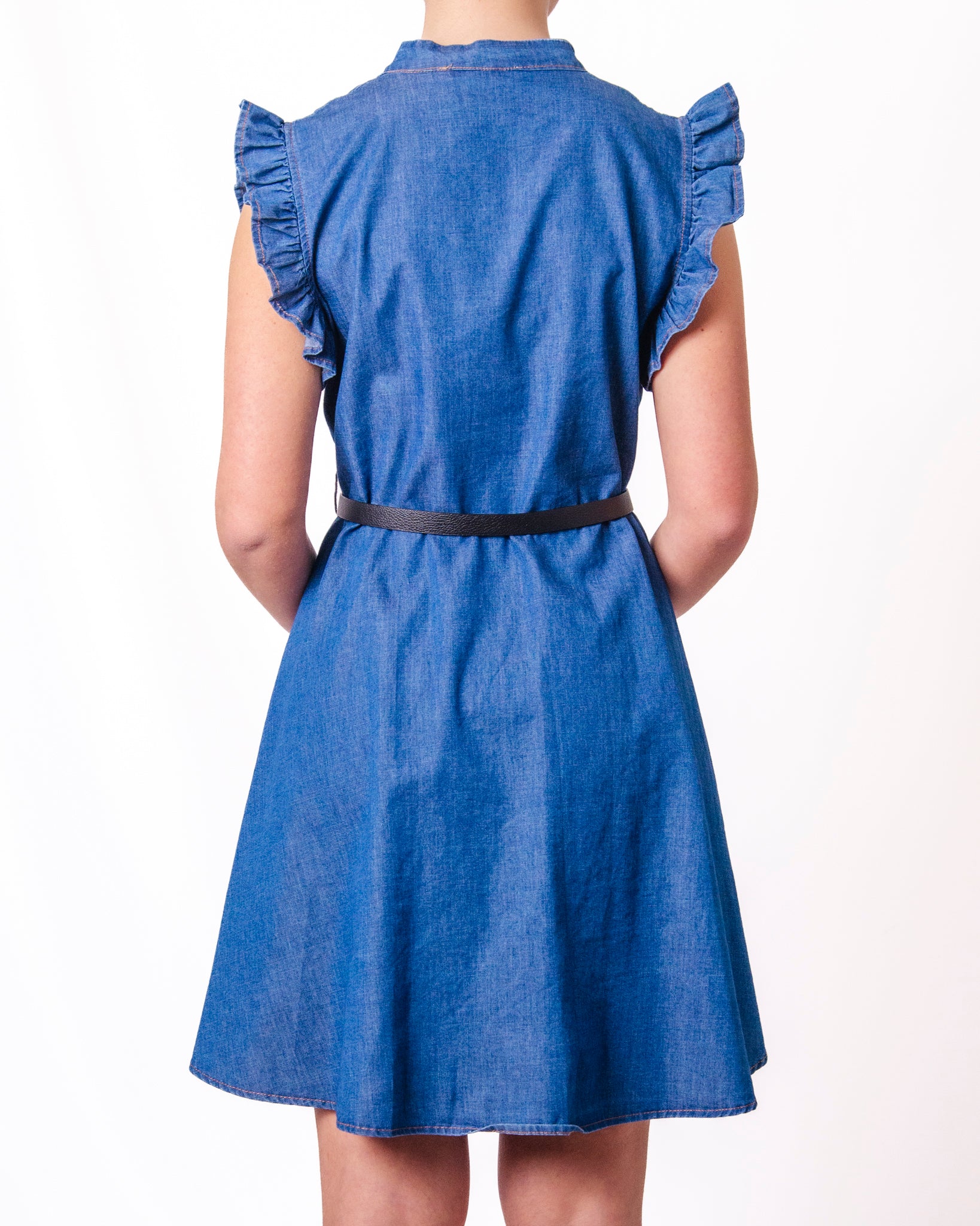Abito in Denim con volant sul Décolleté Donna  -  83105V